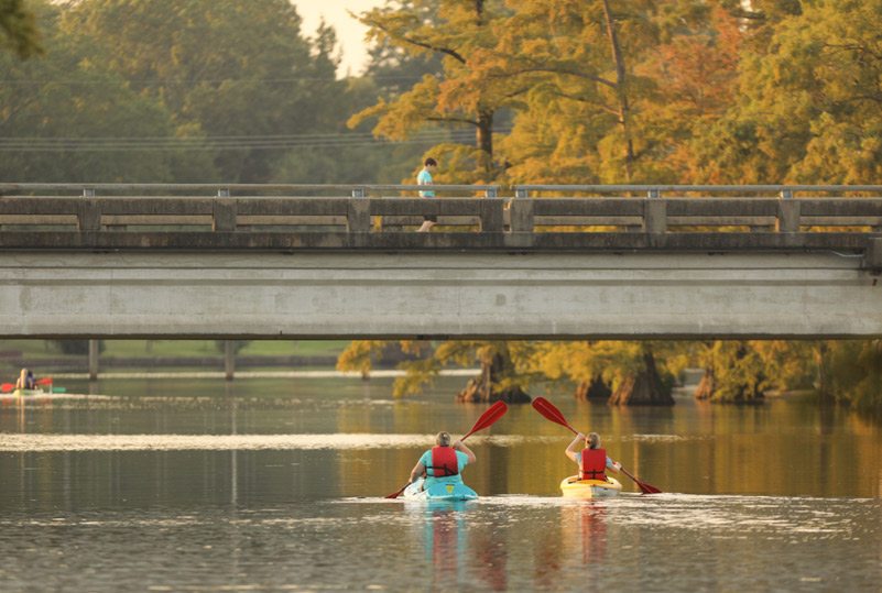 photo of students kayaking on the bayou