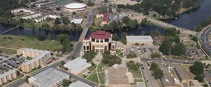 aerial photo of campus